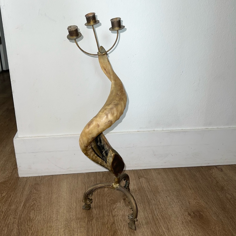 African Horn and metal candelabra candle stick gift idea